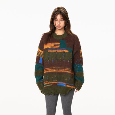 BB Abstract Pattern Loose Sweater