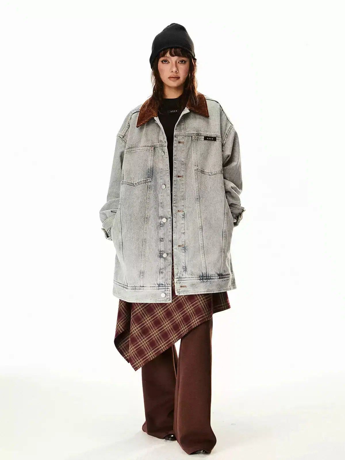 Tom Corduroy Collar Oversized Denim Jacket