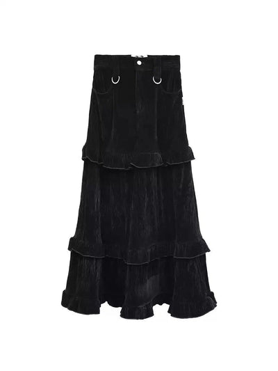 Kei Corduroy Ruffle Long Skirt