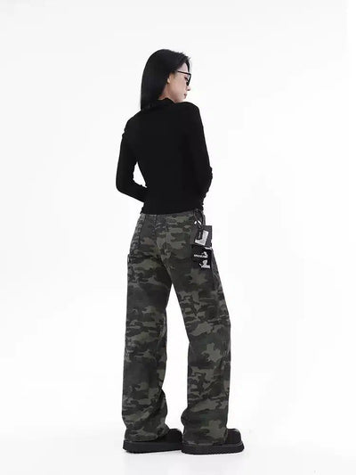 Lazy Camouflage Bootcut Jeans