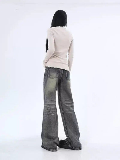 Lazy High Waist Fade Highlight Jeans