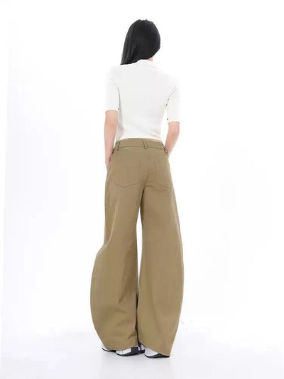 Lazy Curve Cut Plain Color Pants