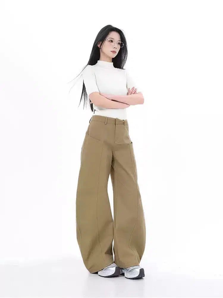 Lazy Curve Cut Plain Color Pants