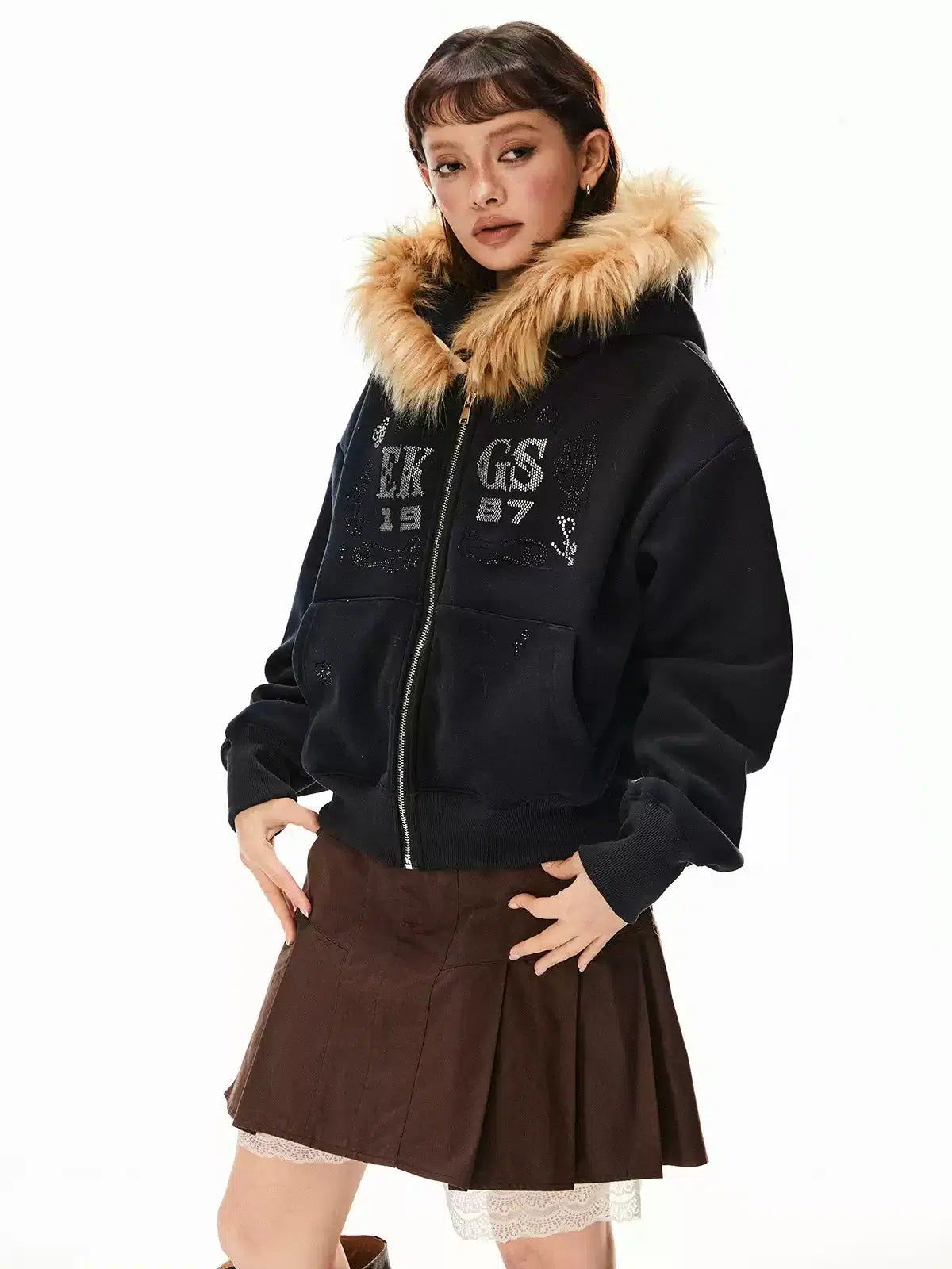 Tom Faux Fur Line Comfty Hoodie