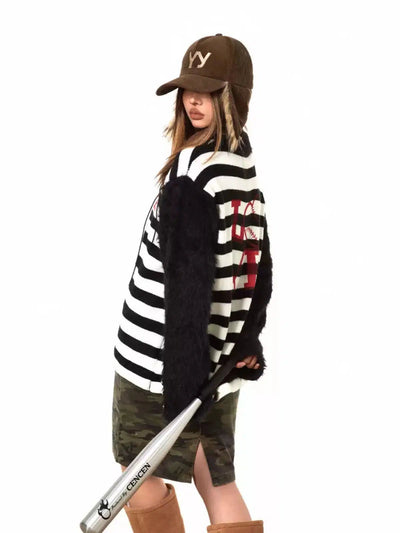 BB Spliced Sleeves Striped Sweater