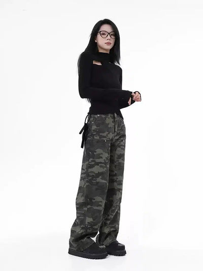 Lazy Camouflage Bootcut Jeans