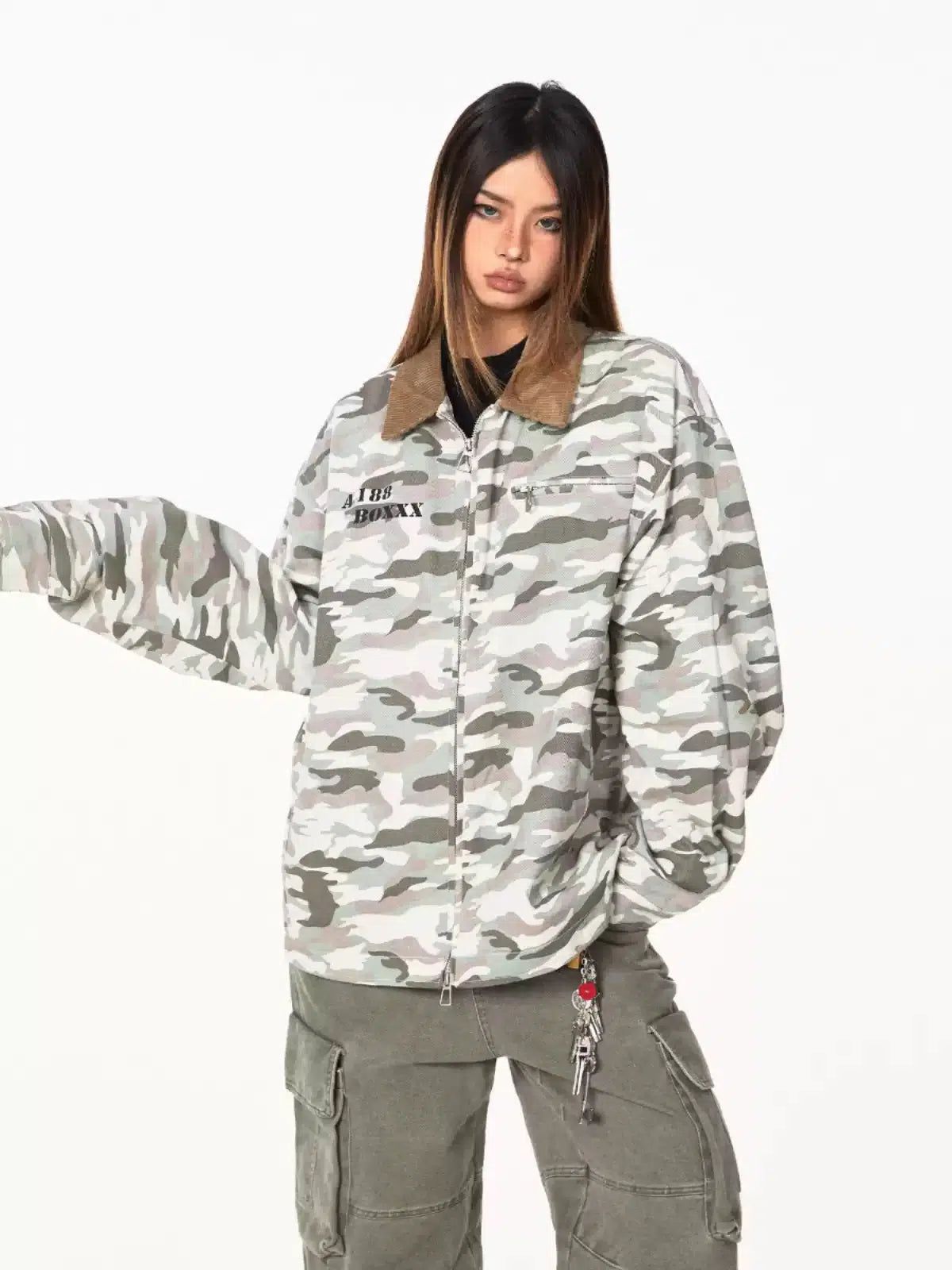 BB Corduroy Collar Camouflage Jacket