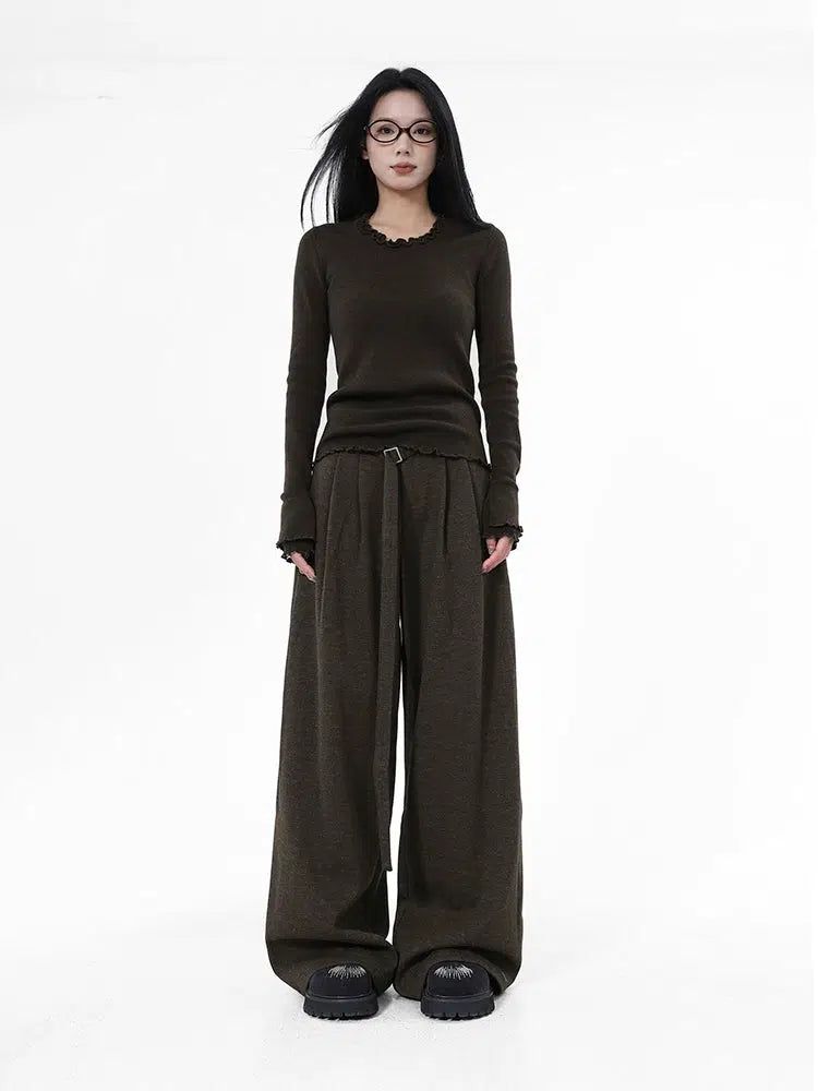 Lazy Pleated Wide Leg Pants