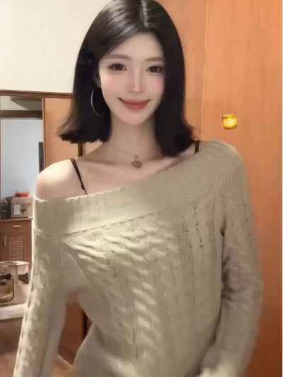 Mina Side Off Shoulder Pattern Sweater