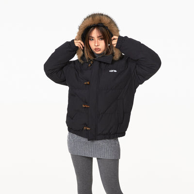 BB Unique Horn Buttons Textured Puffer Jacket