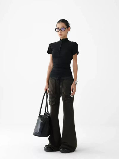 Ace Backless Mockneck Half-Buttoned T-Shirt-korean-fashion-T-Shirt-Ace's Closet-OH Garments
