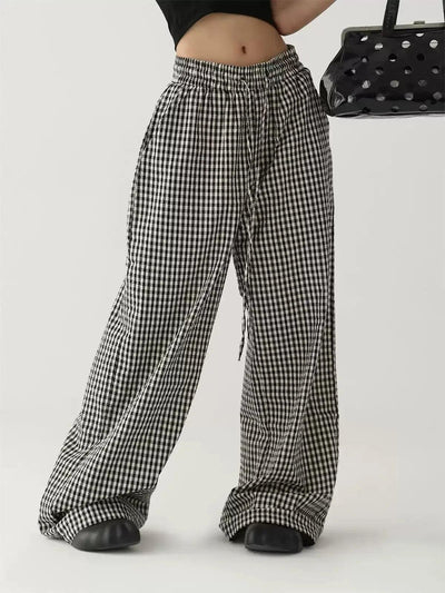 Ace B&W Plaid Relaxed Fit Pants-korean-fashion-Pants-Ace's Closet-OH Garments