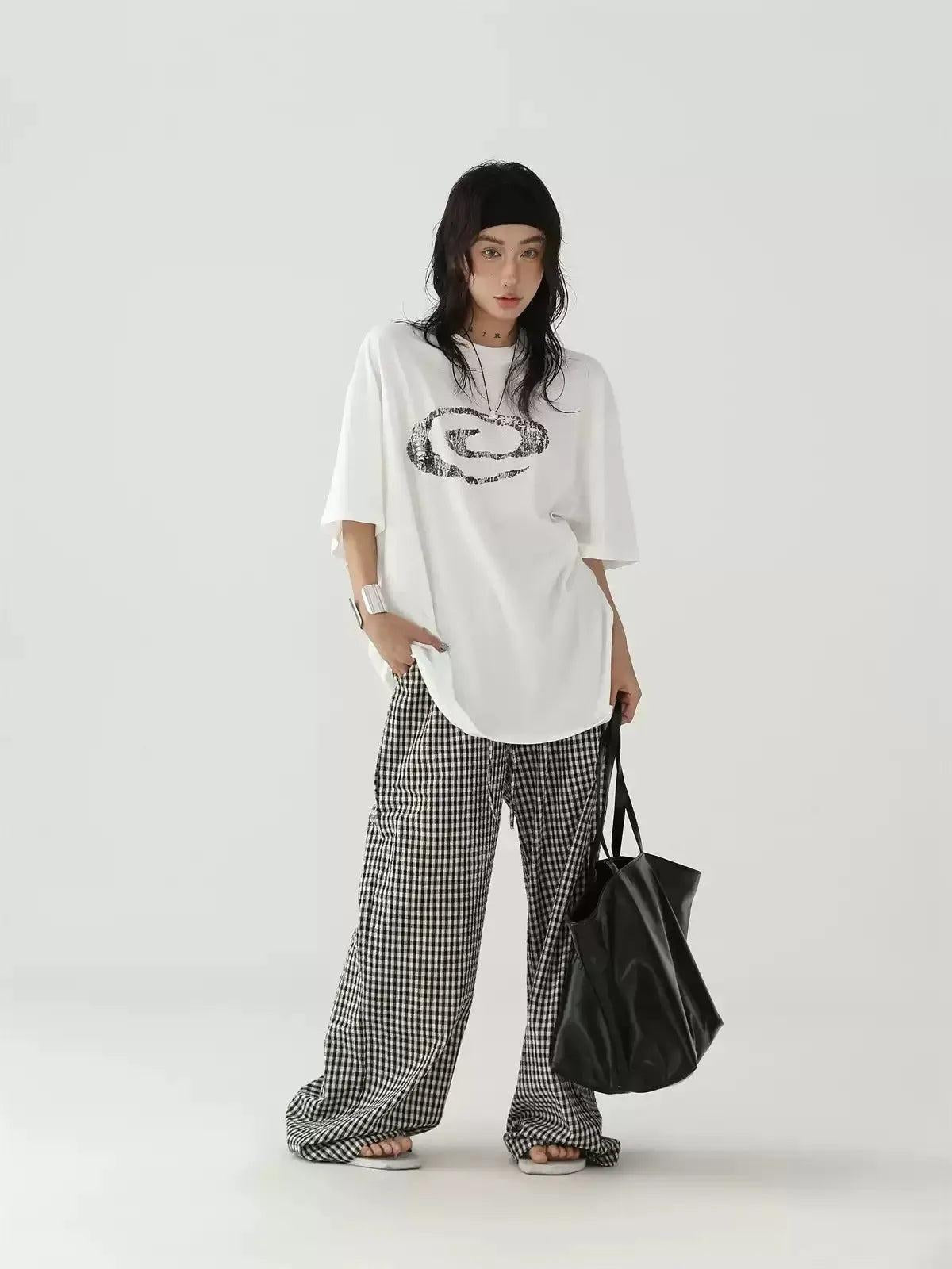 Ace B&W Plaid Relaxed Fit Pants-korean-fashion-Pants-Ace's Closet-OH Garments