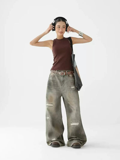 Ace Distressed Baggy Fit Jeans-korean-fashion-Jeans-Ace's Closet-OH Garments