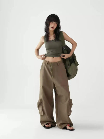 Ace Drawcord Multi-Pocket Cargo Pants-korean-fashion-Pants-Ace's Closet-OH Garments