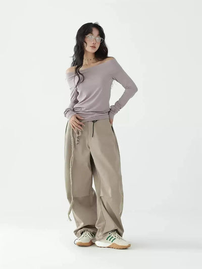 Ace Drawstring Contrast Loose Fit Pants-korean-fashion-Pants-Ace's Closet-OH Garments