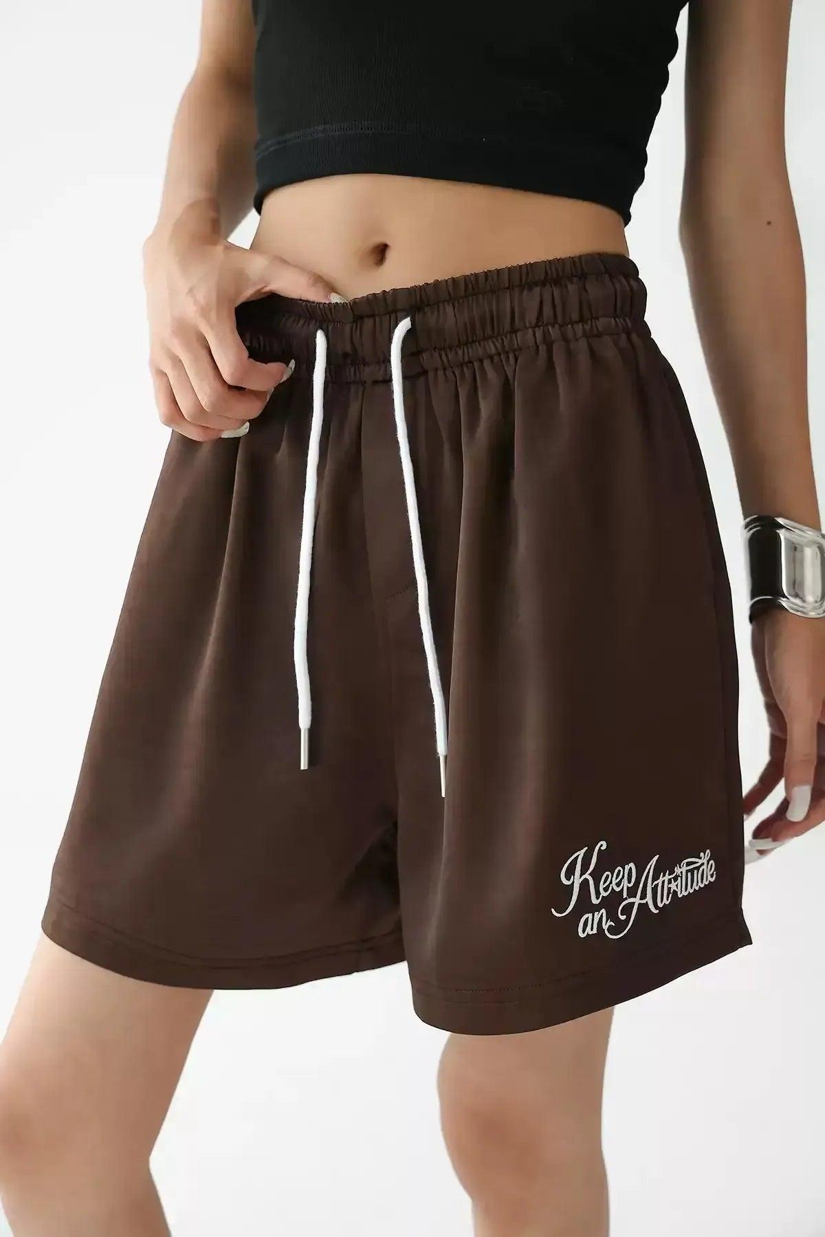 Ace Drawstring Elastic Waist Sports Shorts-korean-fashion-Shorts-Ace's Closet-OH Garments