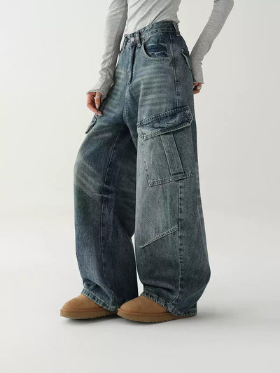 Ace Faded Whisker Lines Cargo Jeans-korean-fashion-Jeans-Ace's Closet-OH Garments
