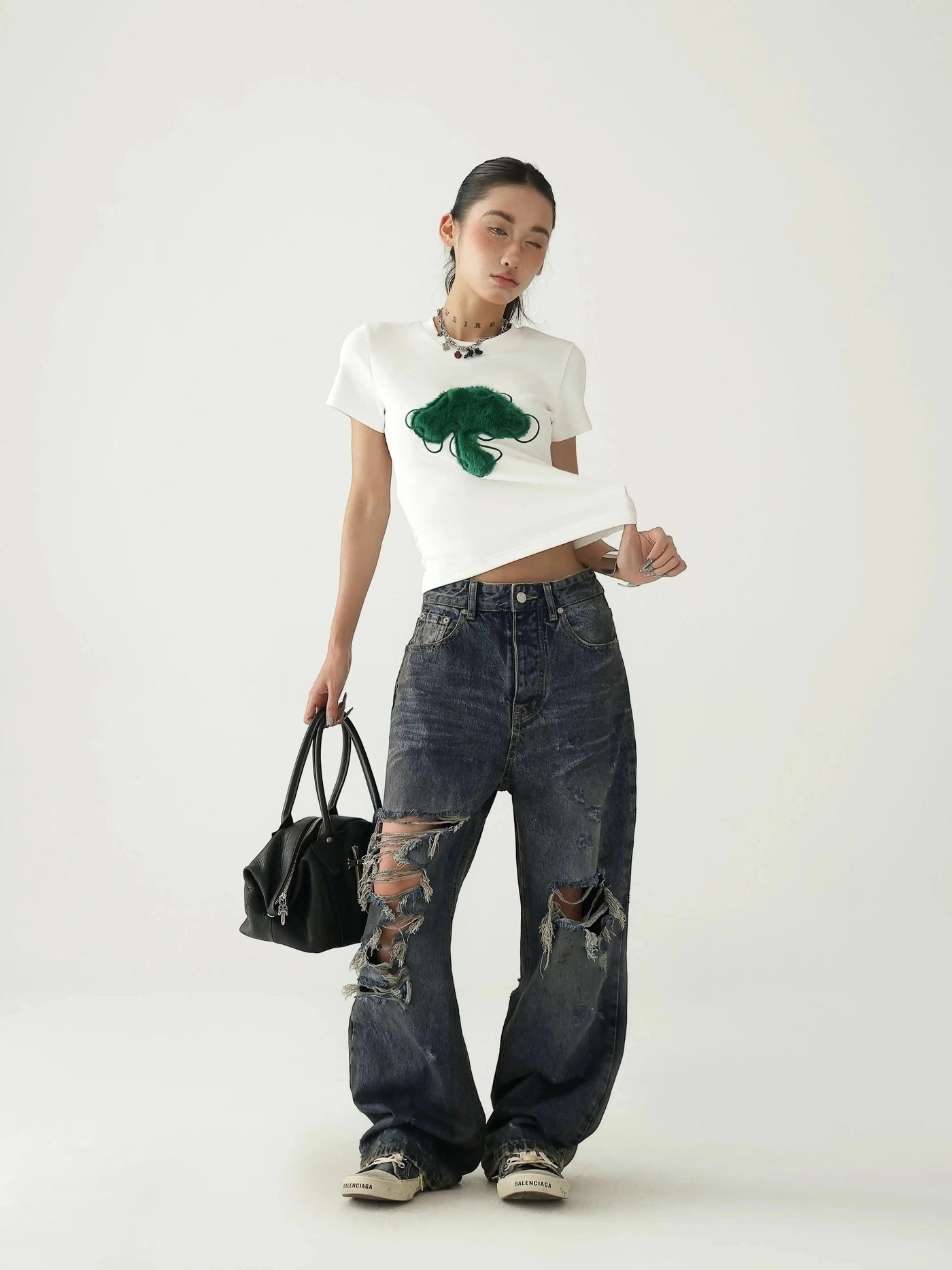 Ace Frayed Ripped Knee Jeans-korean-fashion-Jeans-Ace's Closet-OH Garments