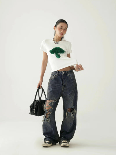 Ace Frayed Ripped Knee Jeans-korean-fashion-Jeans-Ace's Closet-OH Garments