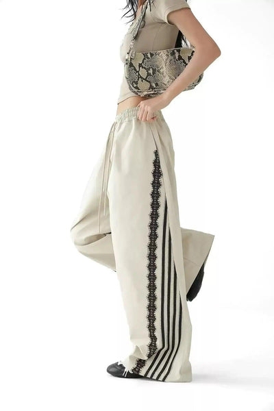 Ace Lace & Three-Bar Detail Track Pants-korean-fashion-Pants-Ace's Closet-OH Garments