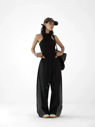 Ace Lace & Three-Bar Detail Track Pants-korean-fashion-Pants-Ace's Closet-OH Garments