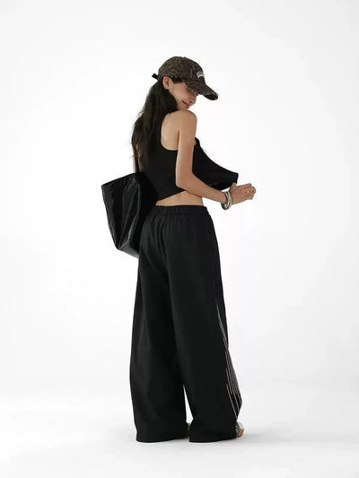Ace Lace & Three-Bar Detail Track Pants-korean-fashion-Pants-Ace's Closet-OH Garments
