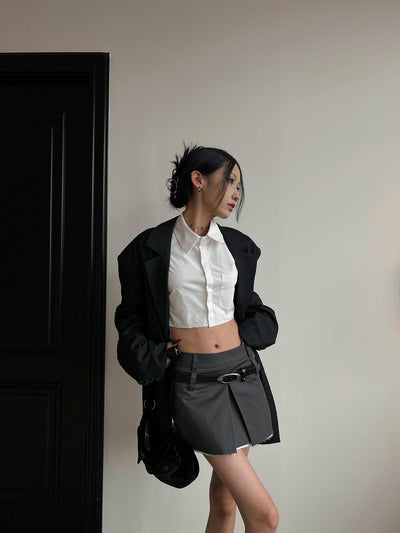 Ace Low Oval Buckle Belt Thread Ends Skirt-korean-fashion-Skirt-Ace's Closet-OH Garments