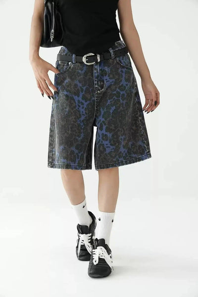 Ace Midnight Leopard Denim Shorts-korean-fashion-Shorts-Ace's Closet-OH Garments