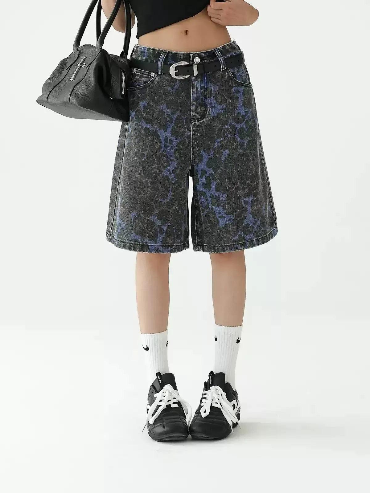 Ace Midnight Leopard Denim Shorts-korean-fashion-Shorts-Ace's Closet-OH Garments