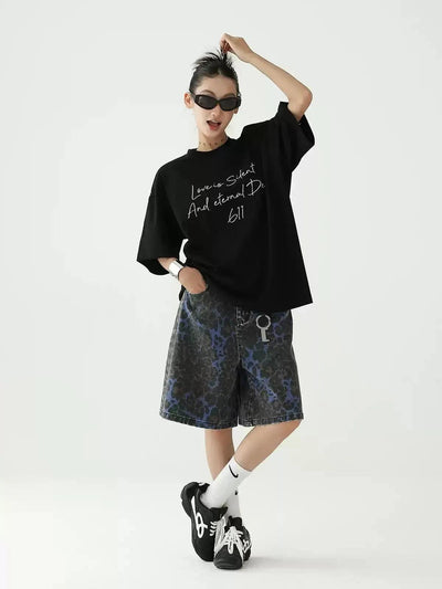 Ace Midnight Leopard Denim Shorts-korean-fashion-Shorts-Ace's Closet-OH Garments