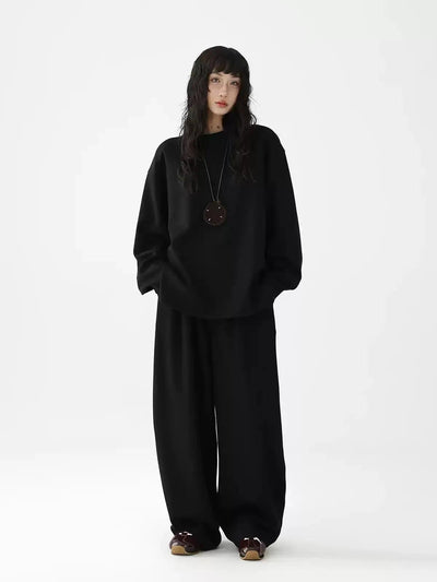 Ace Minimal Oversize Crewneck & Elastic Waist Sweatpants Set-korean-fashion-Clothing Set-Ace's Closet-OH Garments