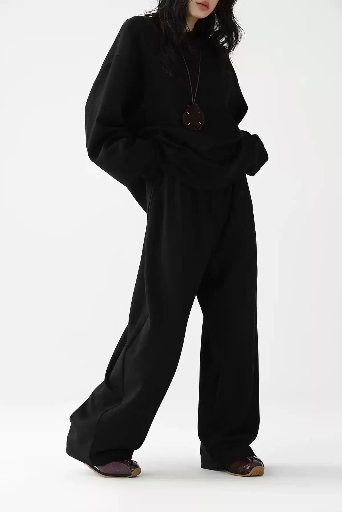Ace Minimal Oversize Crewneck & Elastic Waist Sweatpants Set-korean-fashion-Clothing Set-Ace's Closet-OH Garments