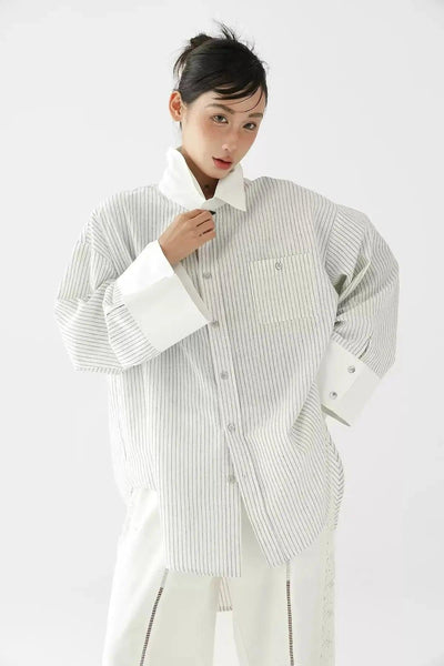 Ace Pinstripe Oversized Shirt-korean-fashion-Shirt-Ace's Closet-OH Garments