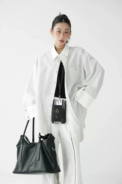 Ace Pinstripe Oversized Shirt-korean-fashion-Shirt-Ace's Closet-OH Garments