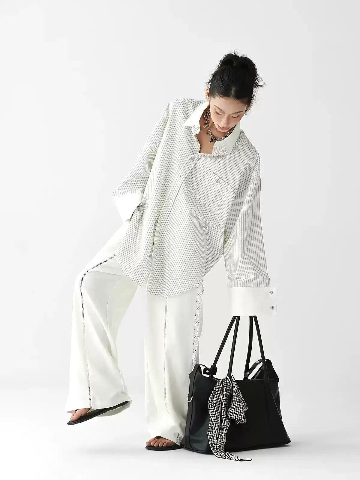 Ace Pinstripe Oversized Shirt-korean-fashion-Shirt-Ace's Closet-OH Garments