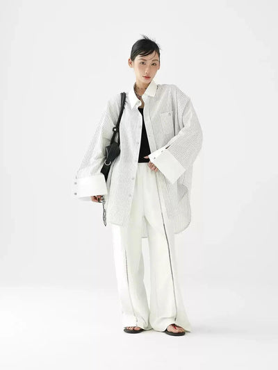 Ace Pinstripe Oversized Shirt-korean-fashion-Shirt-Ace's Closet-OH Garments