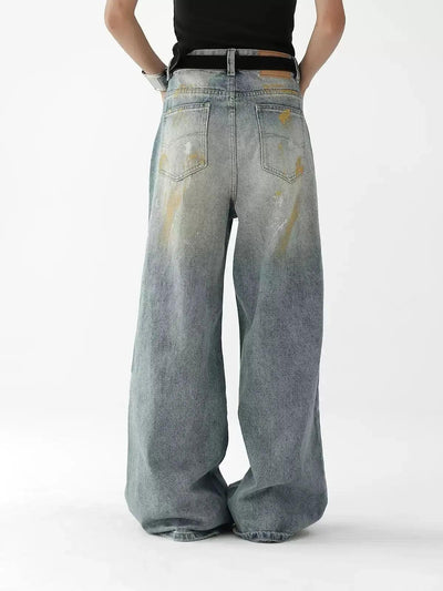 Ace Smudged Paint Contrast Jeans-korean-fashion-Jeans-Ace's Closet-OH Garments