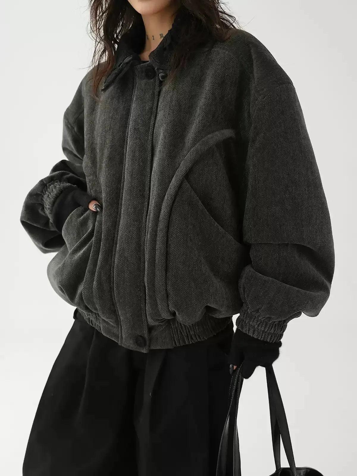 Ace Spliced Collar Garterized Jacket-korean-fashion-Jacket-Ace's Closet-OH Garments