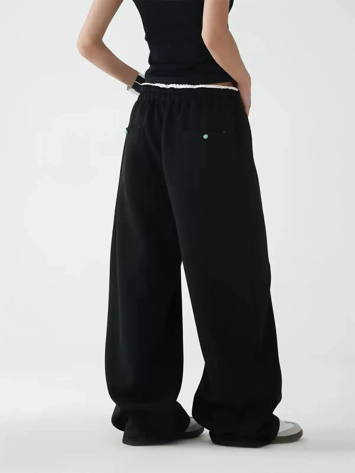 Ace Spliced Elastic Waist Drawstring Sweatpants-korean-fashion-Pants-Ace's Closet-OH Garments