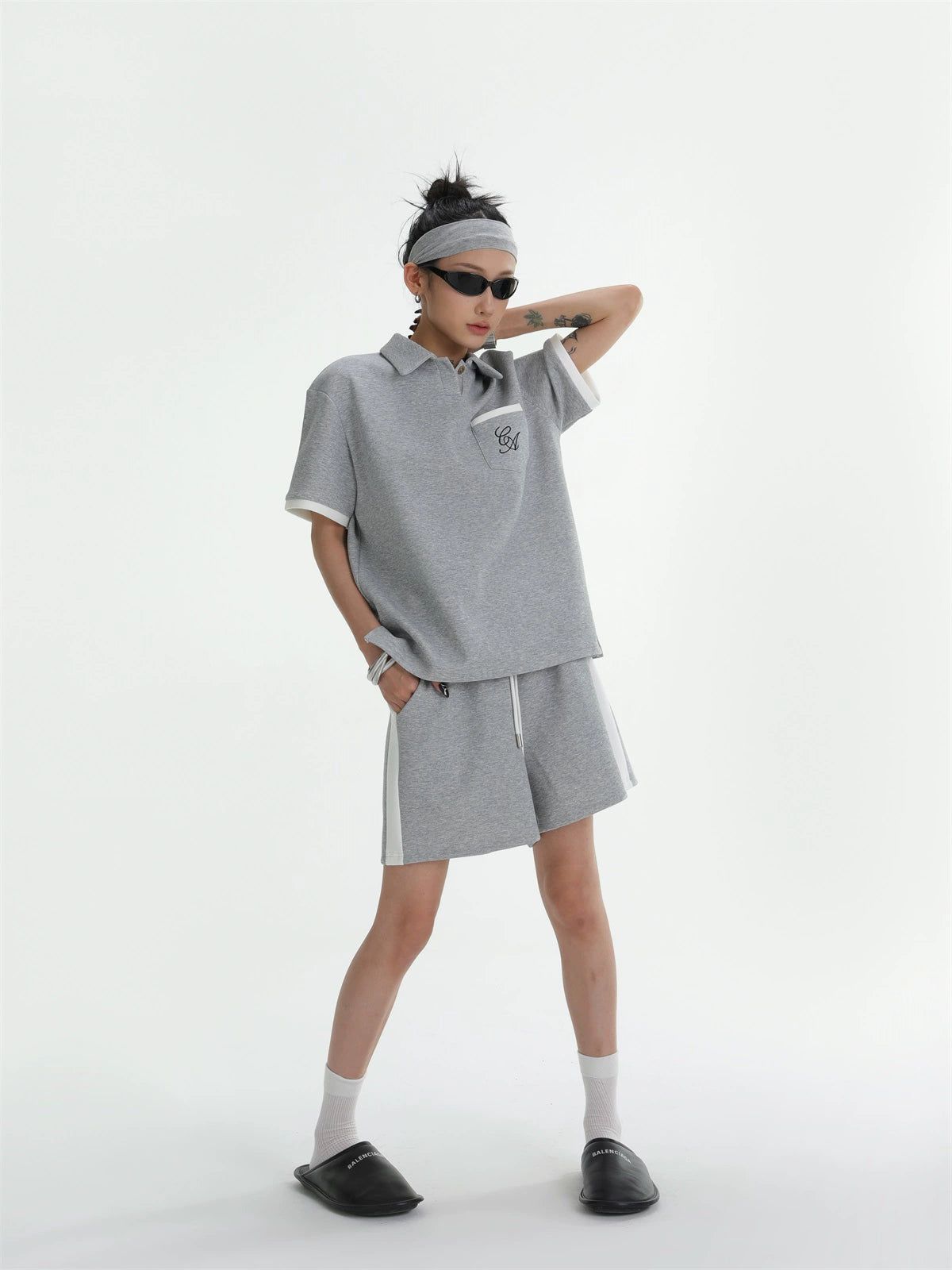 Ace Sports Style Polo & Sweat Shorts Set-korean-fashion-Clothing Set-Ace's Closet-OH Garments