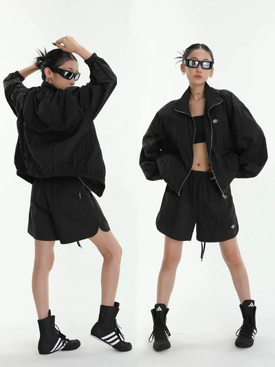 Ace Sun Protection Windbreaker Jacket & Drawstring Shorts Set-korean-fashion-Clothing Set-Ace's Closet-OH Garments