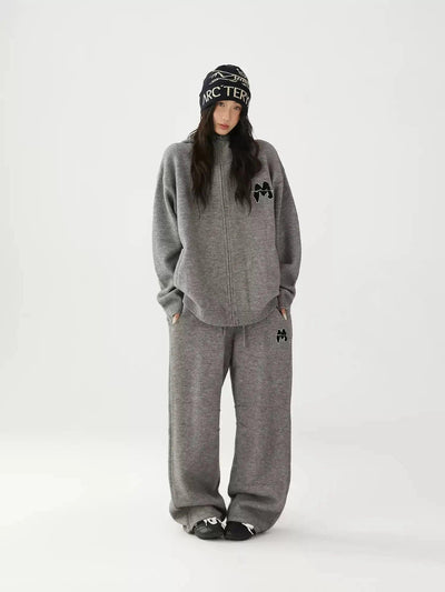 Ace Zip-Up Knitted Hoodie & Comfy Sweatpants Set-korean-fashion-Clothing Set-Ace's Closet-OH Garments