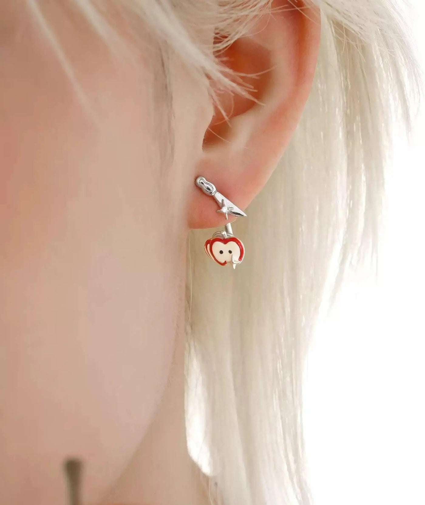 Apom Asymmetric Apple & Star Earrings-korean-fashion-Earrings-Apom's Closet-OH Garments