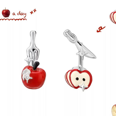 Apom Asymmetric Apple & Star Earrings-korean-fashion-Earrings-Apom's Closet-OH Garments