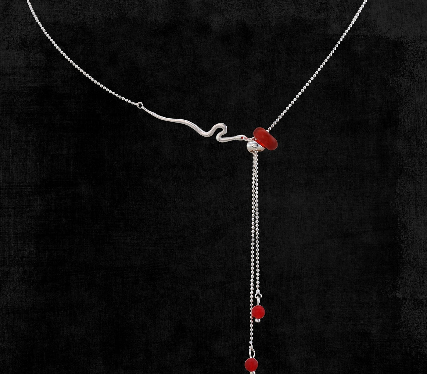 Apom Red Semi-Gem Snake Necklace-korean-fashion-Necklace-Apom's Closet-OH Garments