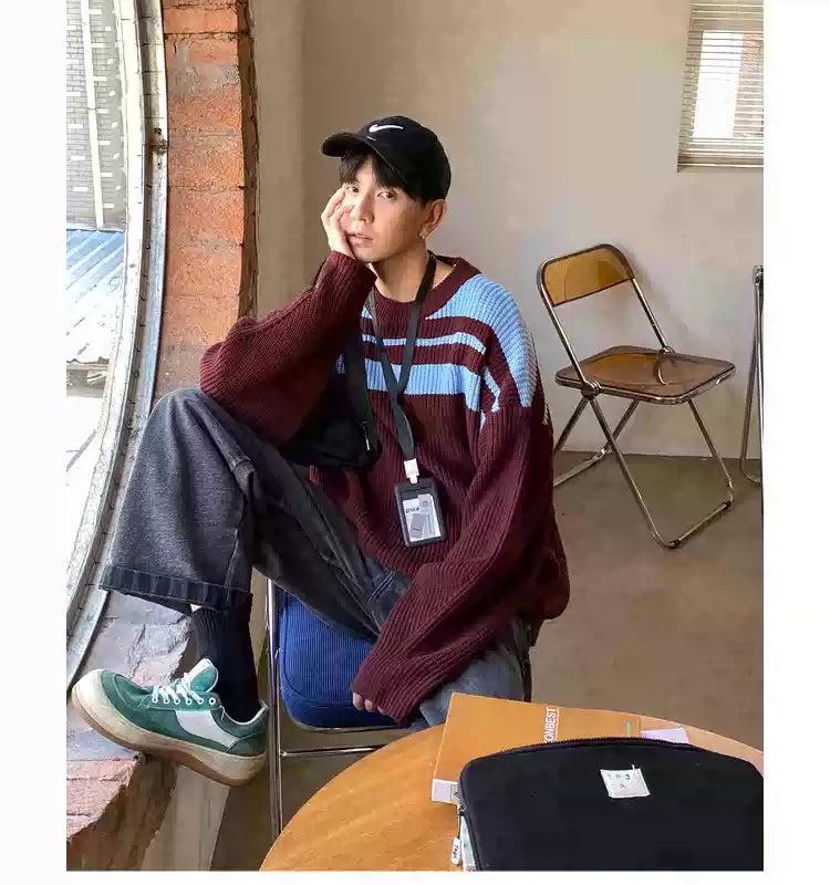 Bang Contrast Block Loose Sweater-korean-fashion-Sweater-Bang's Closet-OH Garments