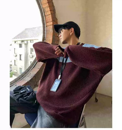 Bang Contrast Block Loose Sweater-korean-fashion-Sweater-Bang's Closet-OH Garments