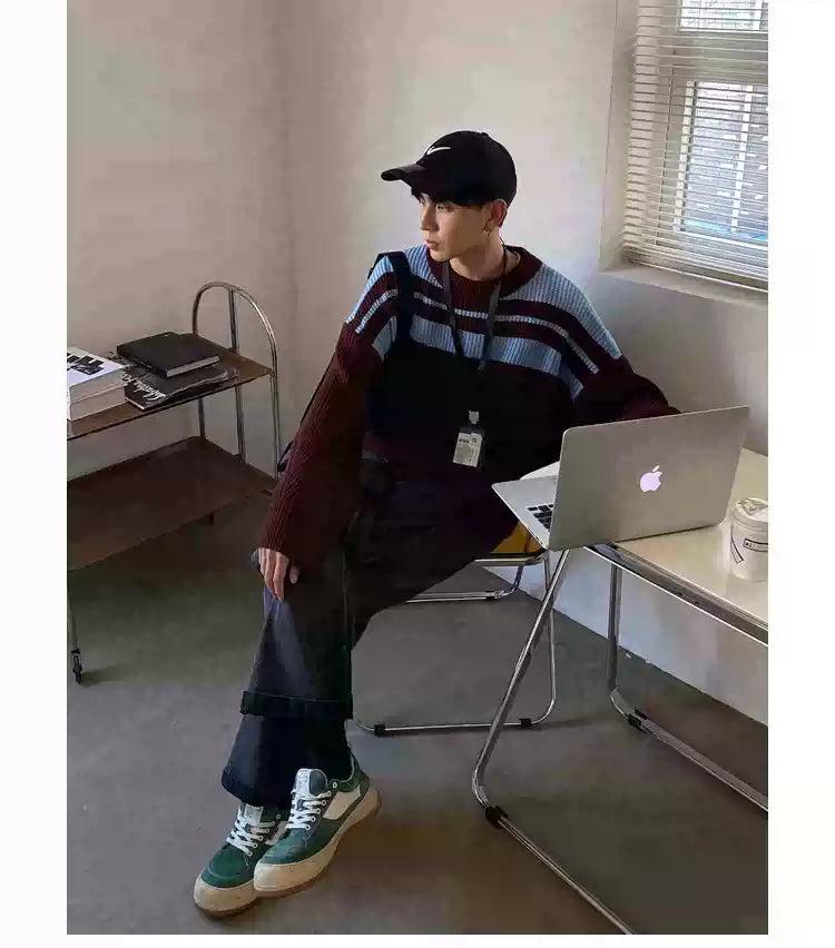 Bang Contrast Block Loose Sweater-korean-fashion-Sweater-Bang's Closet-OH Garments