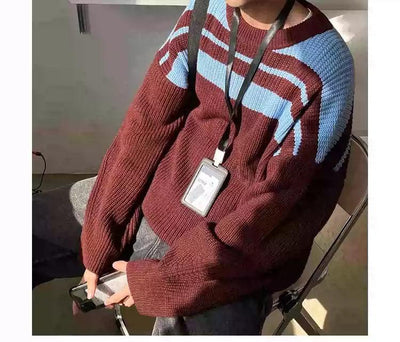 Bang Contrast Block Loose Sweater-korean-fashion-Sweater-Bang's Closet-OH Garments